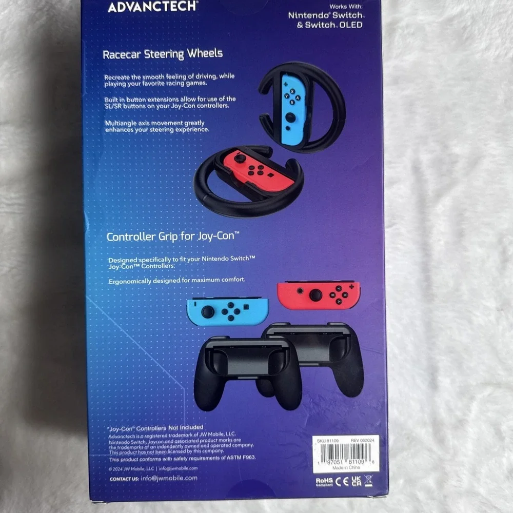 Advanctech Nintendo Switch 2-in-1 Racing Wheels & Controller Grips 4pc Set
